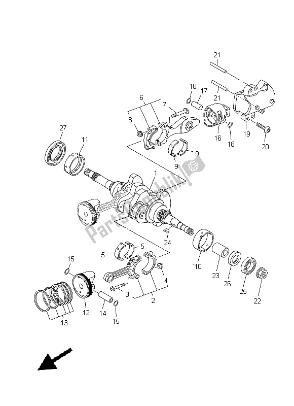 Alle onderdelen voor de Krukas & Zuiger van de Yamaha XP 500 2014