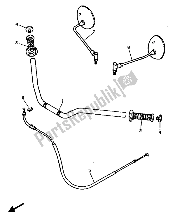 All parts for the Steering Handle & Cable of the Yamaha FZX 750 1987