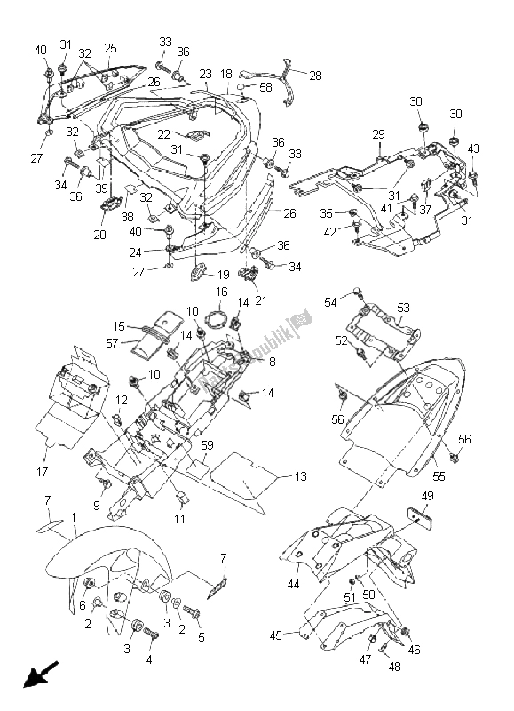 All parts for the Fender of the Yamaha FZ1 SA Fazer 1000 2008