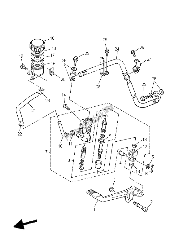 Toutes les pièces pour le Maître-cylindre Arrière du Yamaha FZS 1000 S Fazer 2004