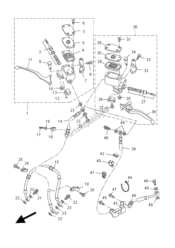 Toutes les pièces pour le Maître-cylindre Avant du Yamaha YP 400R 2014