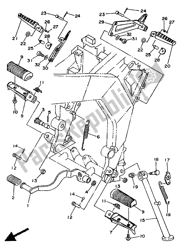 Todas las partes para Soporte Y Reposapiés (para Gr) de Yamaha TDR 125 1994