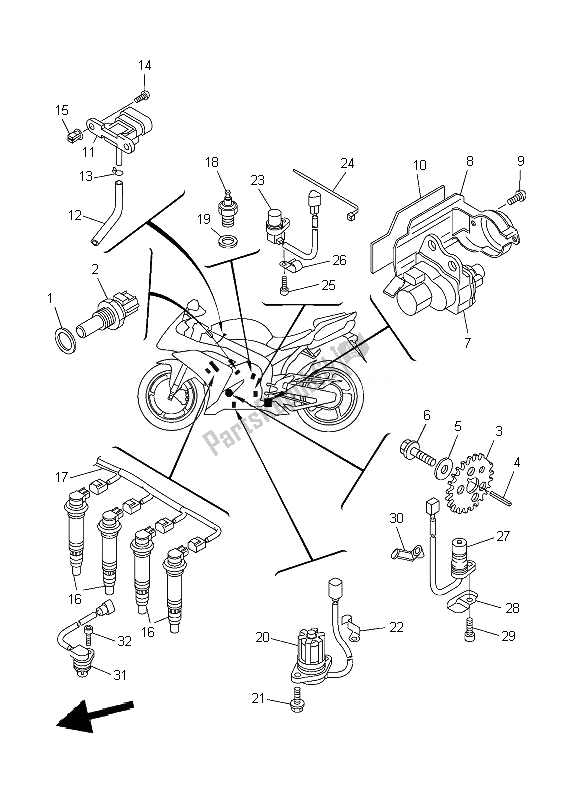 Alle onderdelen voor de Elektrisch 1 van de Yamaha YZF R1 1000 2007