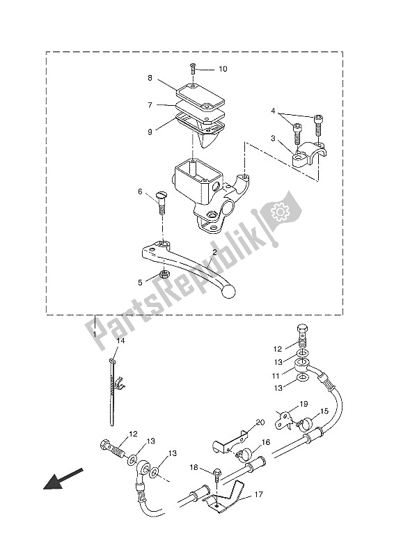 All parts for the Rear Master Cylinder of the Yamaha NS 50F 2016