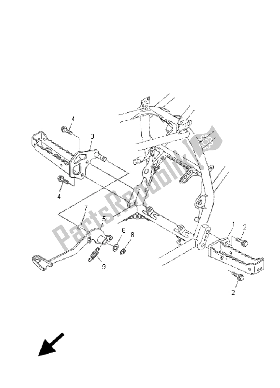 Tutte le parti per il Stand E Poggiapiedi del Yamaha YFM 250R 2009