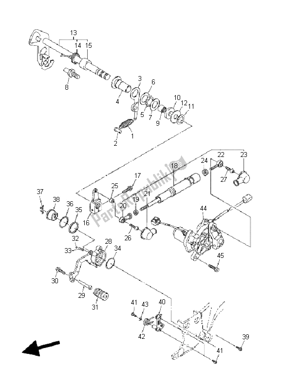 All parts for the Shift Shaft of the Yamaha FJR 1300 AS 2006