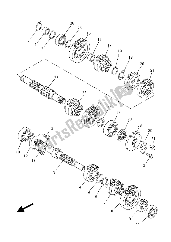 All parts for the Transmission of the Yamaha YZF R 125A 2015