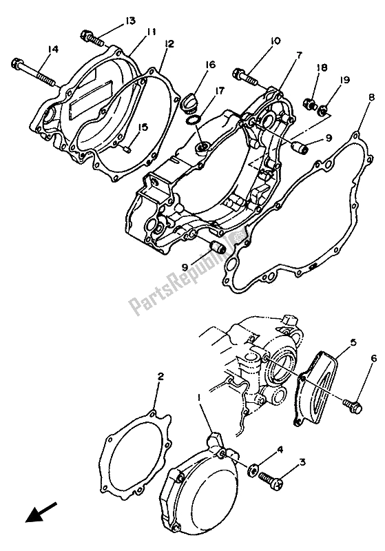 All parts for the Crankcase Cover 1 of the Yamaha WR 250Z 1994