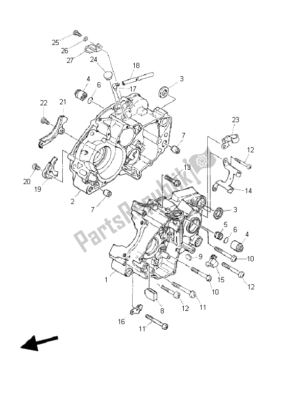 All parts for the Crankcase of the Yamaha DT 125X 2006
