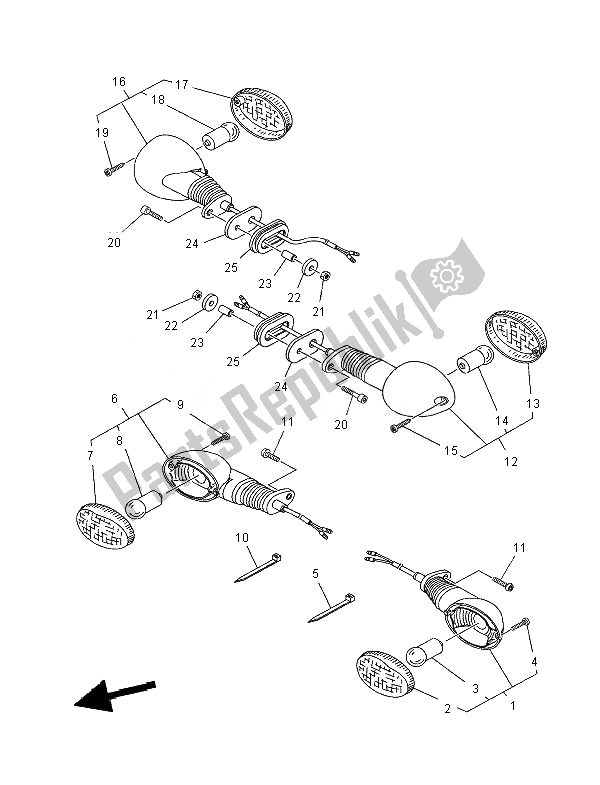 All parts for the Flasher Light of the Yamaha XT 660X 2007