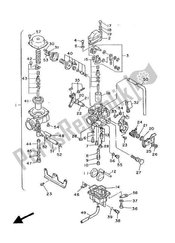 Toutes les pièces pour le Carburateur du Yamaha XT 350 1988