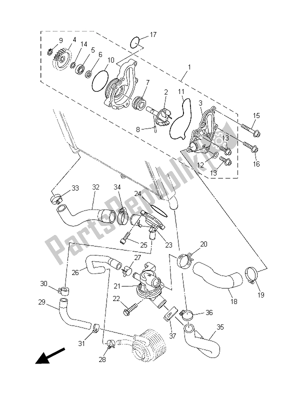 Alle onderdelen voor de Waterpomp van de Yamaha MT 09 Tracer ABS 900 2015