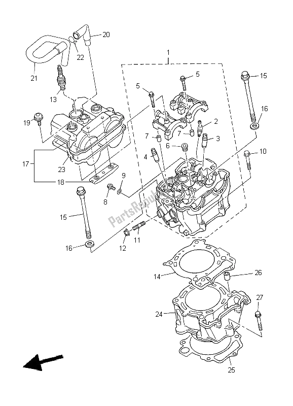 All parts for the Cylinder of the Yamaha WR 450F 2009