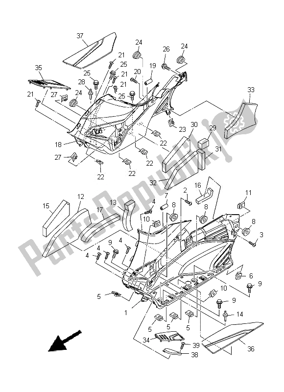 All parts for the Stand & Footrest 2 of the Yamaha XP 500A 2013