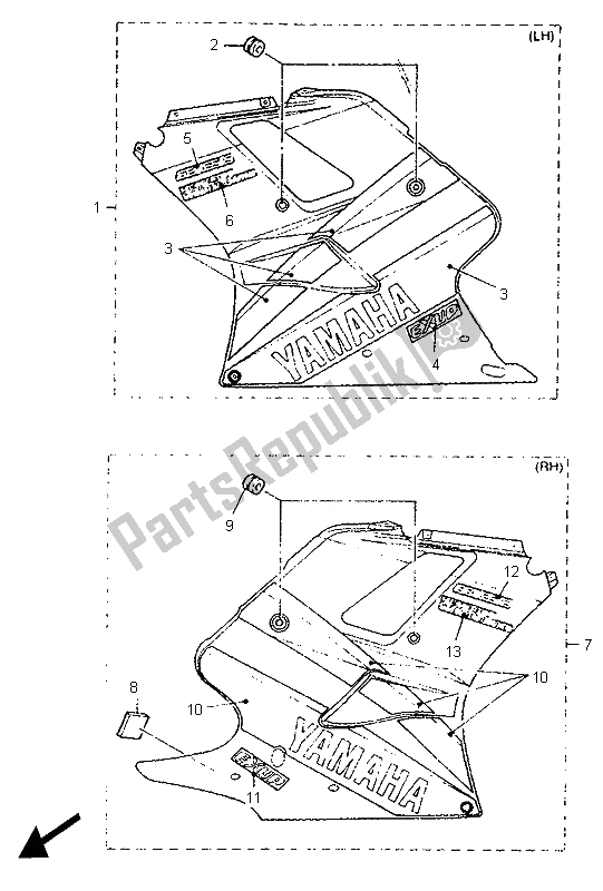 Toutes les pièces pour le Capot 2 du Yamaha FZR 1000 1995