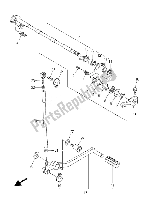 All parts for the Shift Shaft of the Yamaha YZF R1 1000 2013