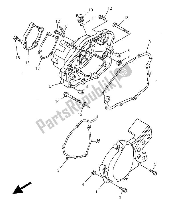 Tutte le parti per il Coperchio Del Carter 1 del Yamaha DT 125R 1999