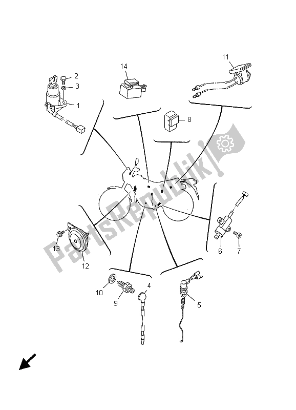 All parts for the Electrical 2 of the Yamaha TW 125 2001