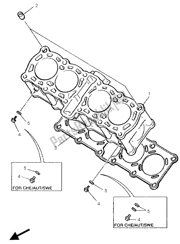 Toutes les pièces pour le Cylindre du Yamaha YZF 600R Thundercat 1996