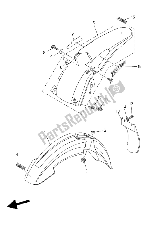 Todas las partes para Defensa de Yamaha YZ 250 2002