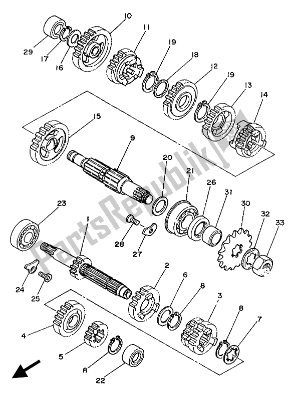 All parts for the Transmission of the Yamaha YZ 125 LC 1992