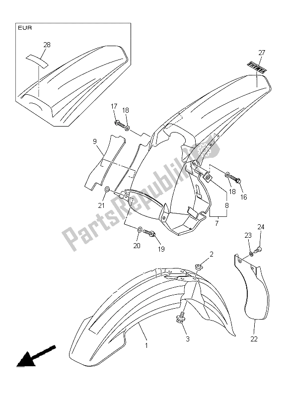 All parts for the Fender of the Yamaha WR 250F 2012