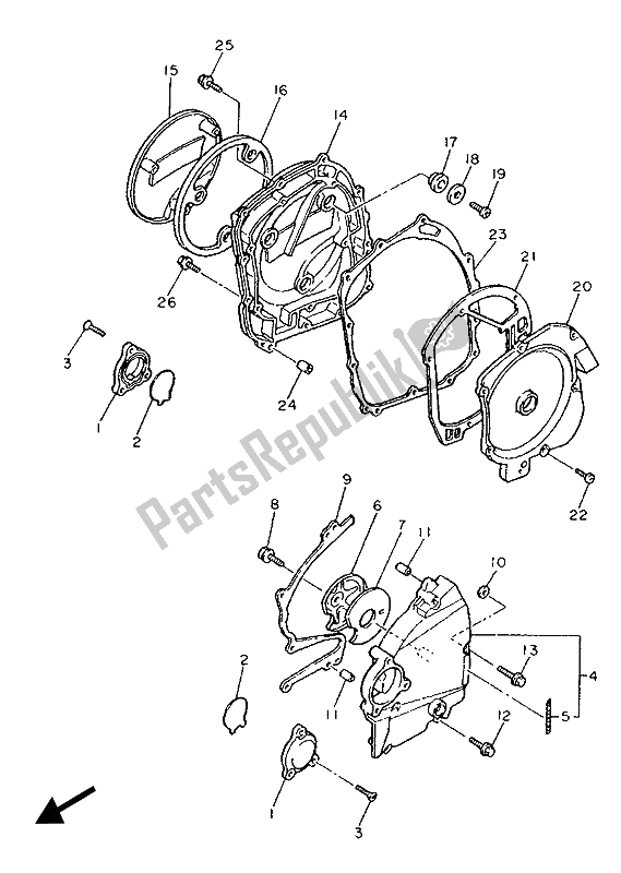 All parts for the Crankcase Cover 1 of the Yamaha FZ 750 1987