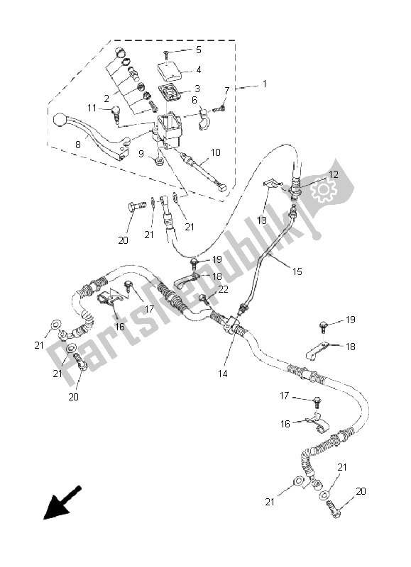 All parts for the Front Master Cylinder of the Yamaha YFM 350F Grizzly 4X4 2009