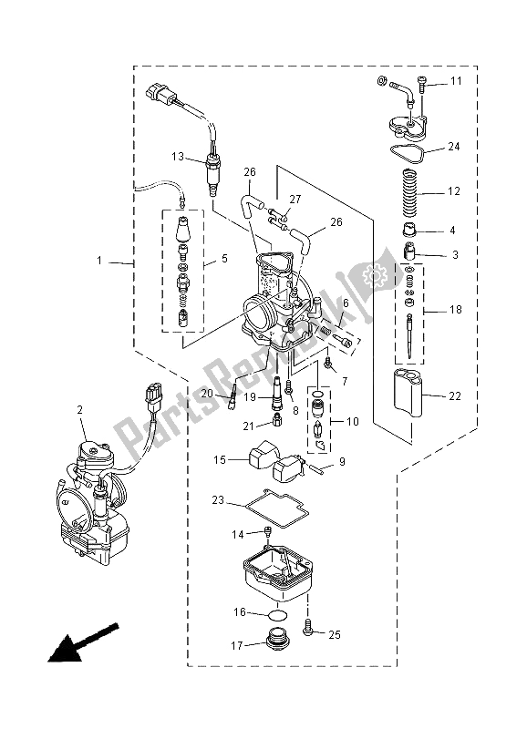 All parts for the Carburetor of the Yamaha TZ 250 2000