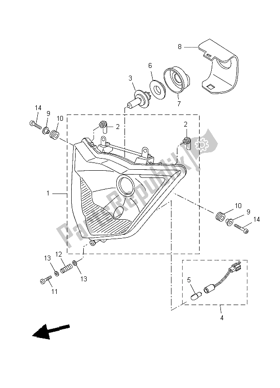 All parts for the Headlight of the Yamaha WR 125X 2009