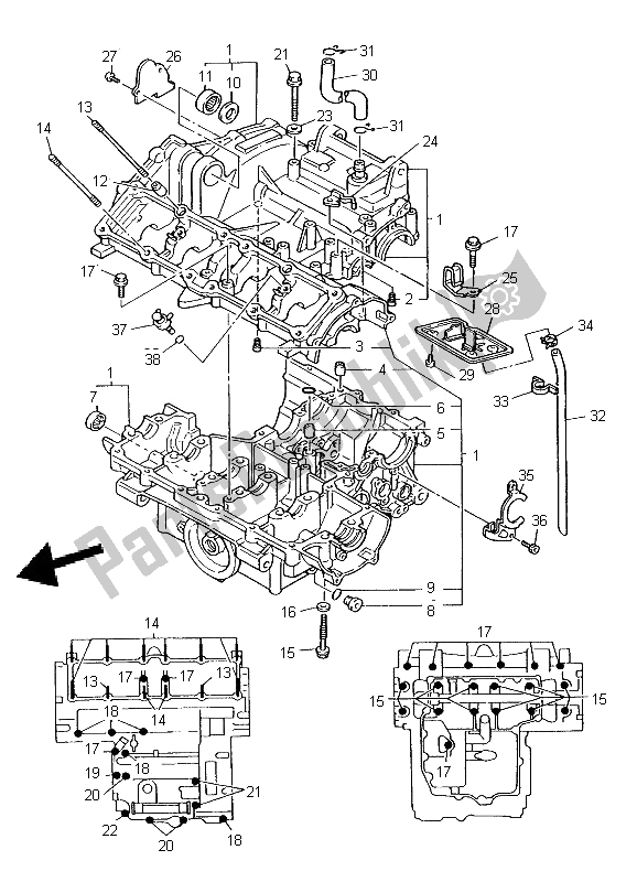 Toutes les pièces pour le Carter du Yamaha YZF 600R Thundercat 2002