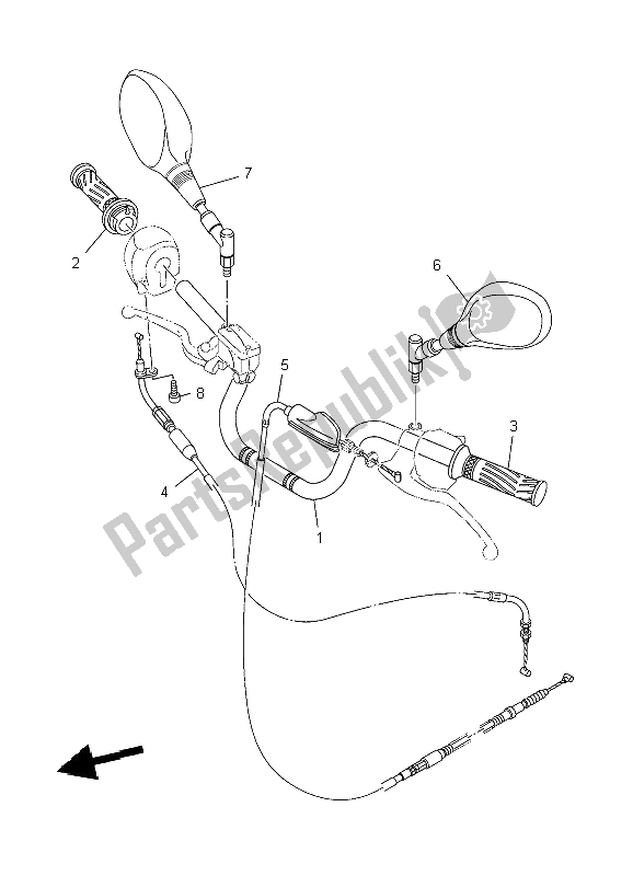 All parts for the Steering Handle & Cable of the Yamaha YBR 125 ED 2009