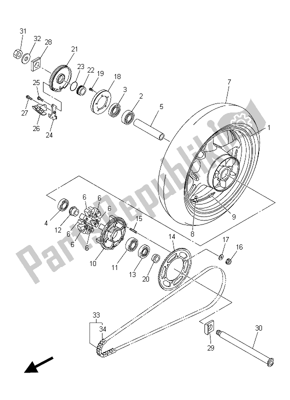 Tutte le parti per il Ruota Posteriore del Yamaha FZ8 SA 800 2015