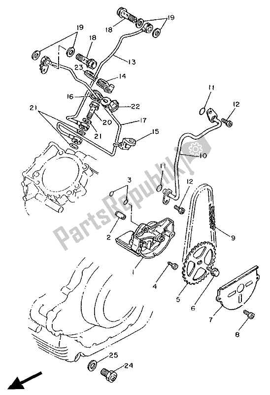 Wszystkie części do Pompa Olejowa Yamaha XV 1100 Virago 1991