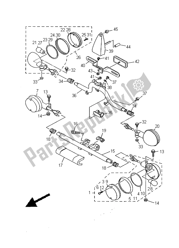 Todas las partes para Luz Intermitente de Yamaha XVS 1100A Dragstar Classic 2001