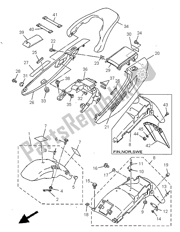 Todas las partes para Defensa de Yamaha TDM 850 1999