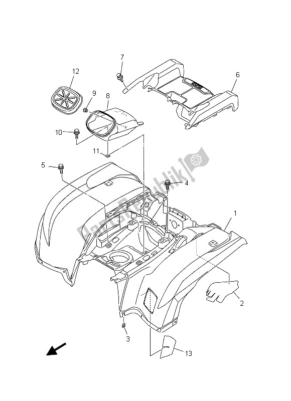 Toutes les pièces pour le Garde-boue Arrière du Yamaha YFM 550 FGD Grizzly 4X4 2013