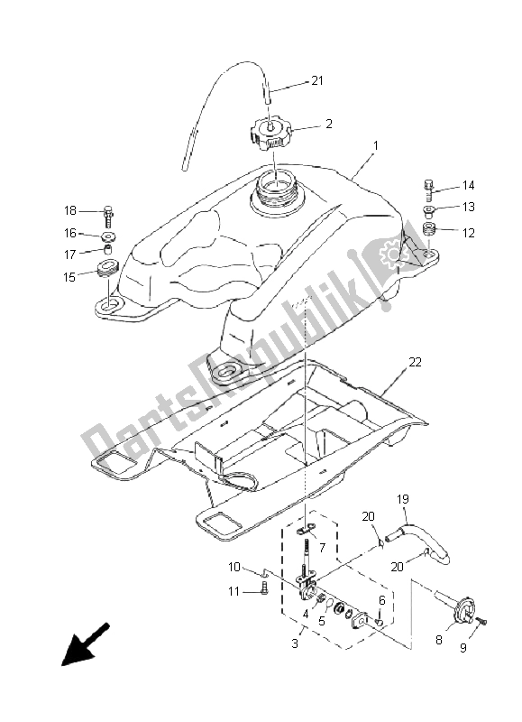 Todas las partes para Depósito De Combustible de Yamaha YFM 350F Grizzly 4X4 2009