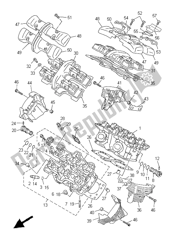 Toutes les pièces pour le Culasse du Yamaha XVZ 13 TF 1300 1999