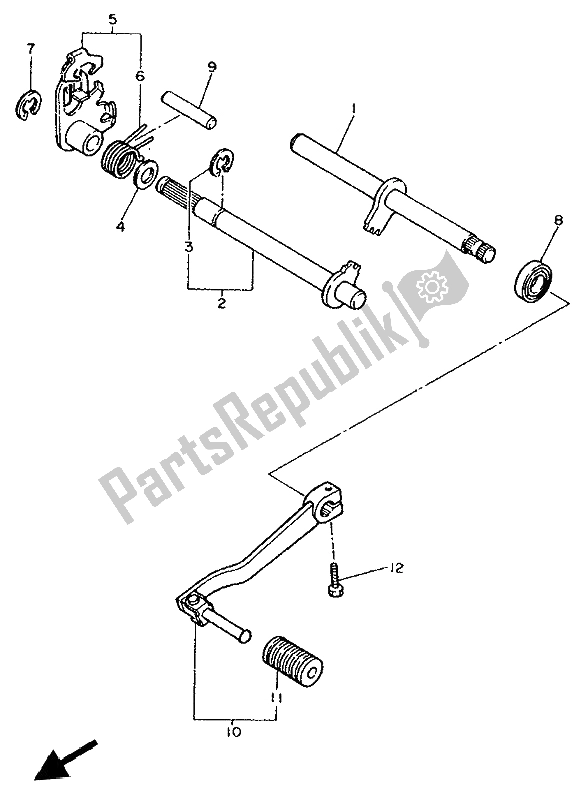 All parts for the Shift Shaft of the Yamaha XT 600K 1994