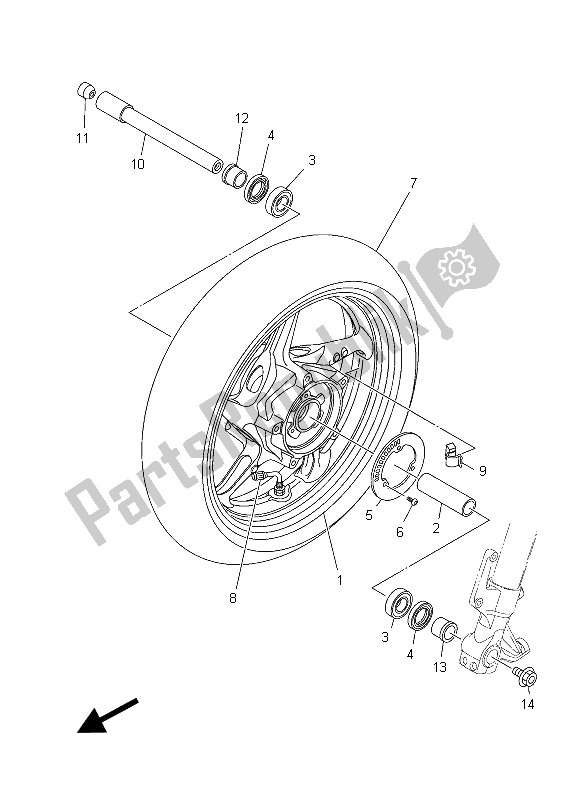 All parts for the Front Wheel of the Yamaha XP 500A 2015