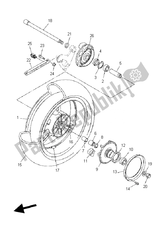 All parts for the Rear Wheel of the Yamaha FJR 1300A 2007