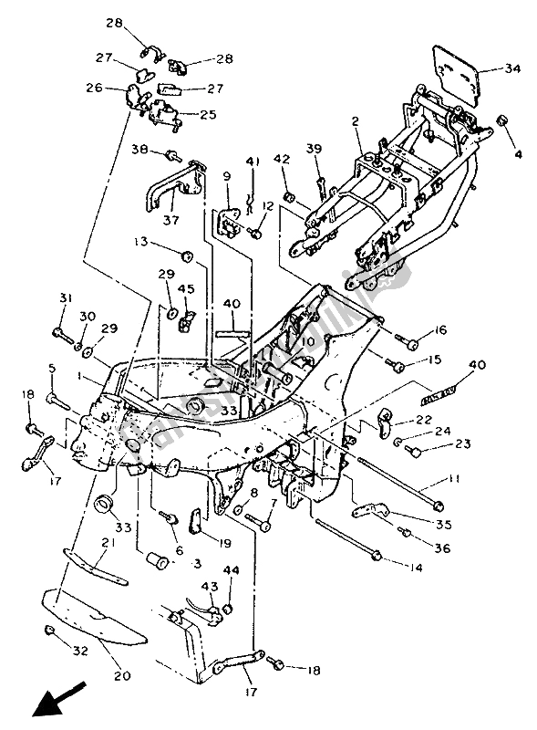 All parts for the Frame of the Yamaha FZR 400 RR 1992