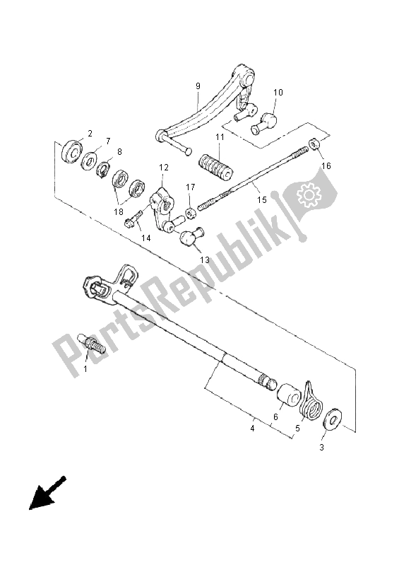 All parts for the Shift Shaft of the Yamaha XJR 1300 2005