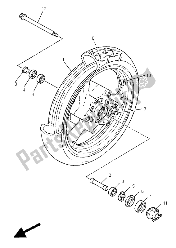 Wszystkie części do Przednie Ko? O Yamaha XJ 900S Diversion 1998