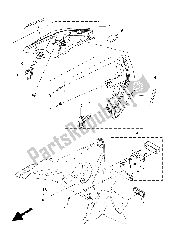 Tutte le parti per il Fanale Posteriore del Yamaha YP 250 RA 2014