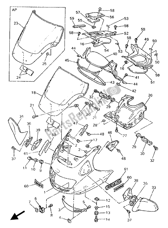 Toutes les pièces pour le Capot 1 du Yamaha GTS 1000 1993