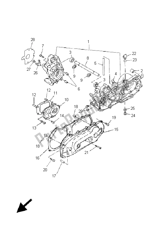 All parts for the Crankcase of the Yamaha CS 50 RR LC JOG 2009