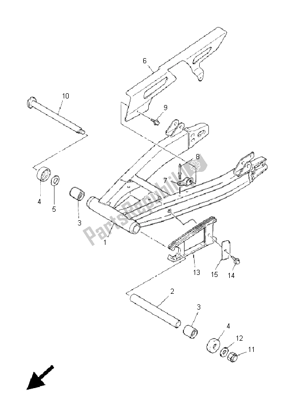 All parts for the Rear Arm & Suspension of the Yamaha XJR 1300 2005