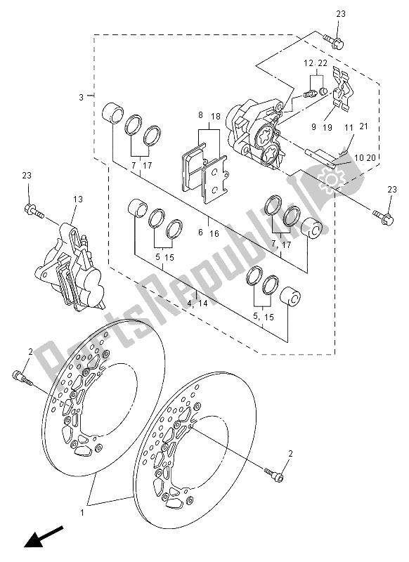 All parts for the Front Brake Caliper of the Yamaha FZ1 S 1000 2012